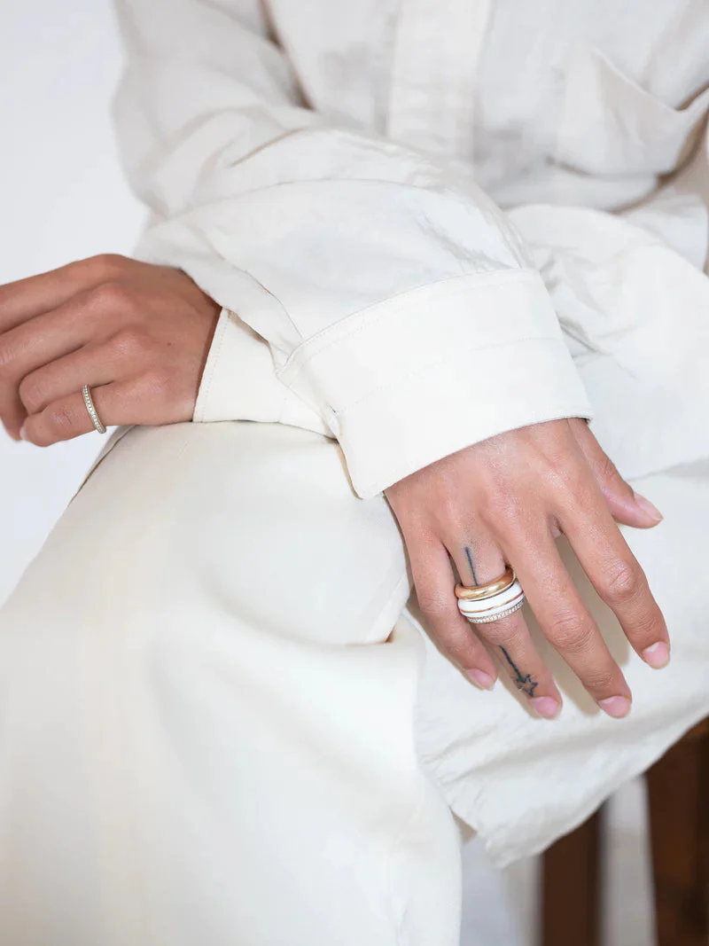 By Pariah Classic Ring Stack in White Agate - Image 3