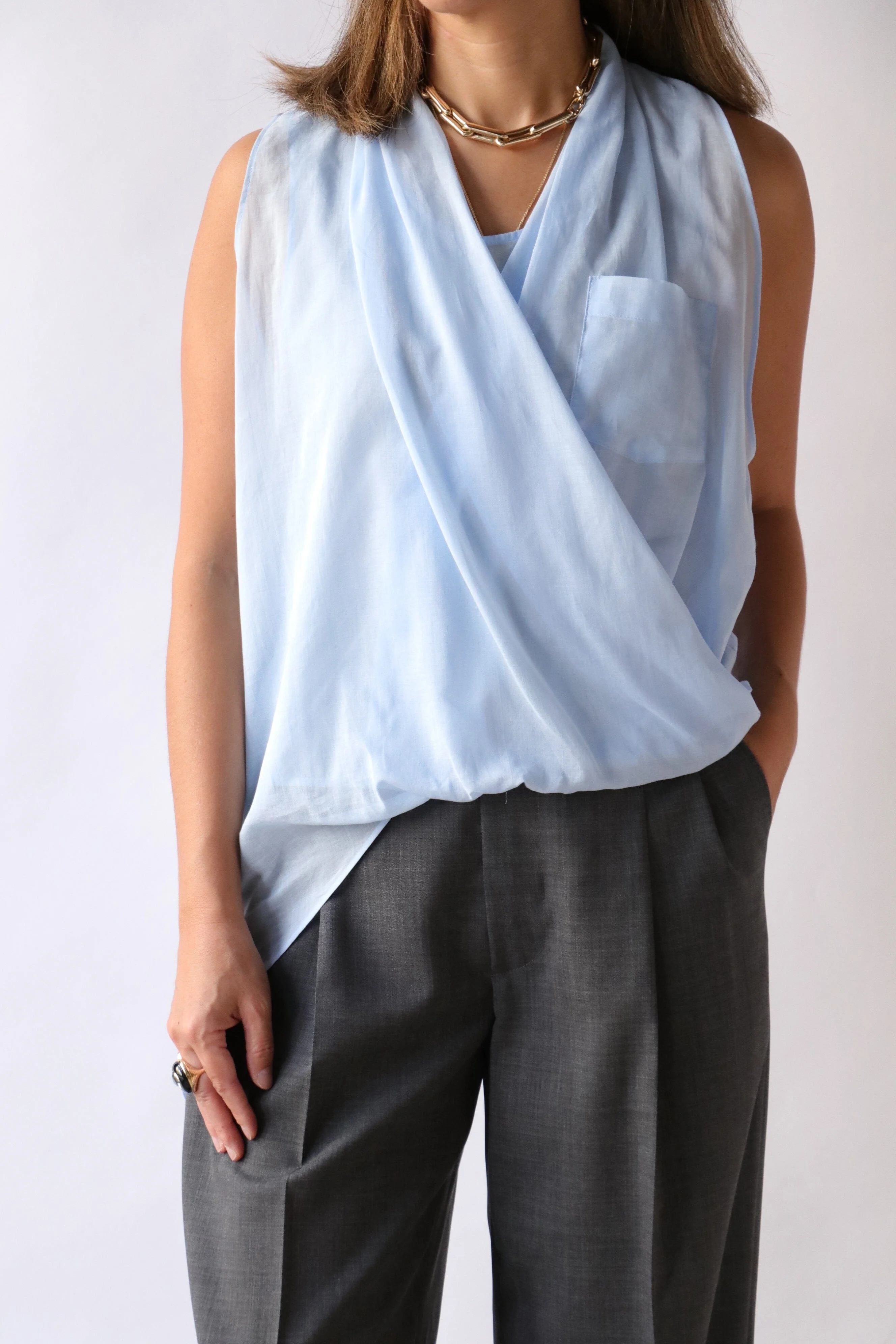 Hache Intersection Blouse in Light Blue - Image 3