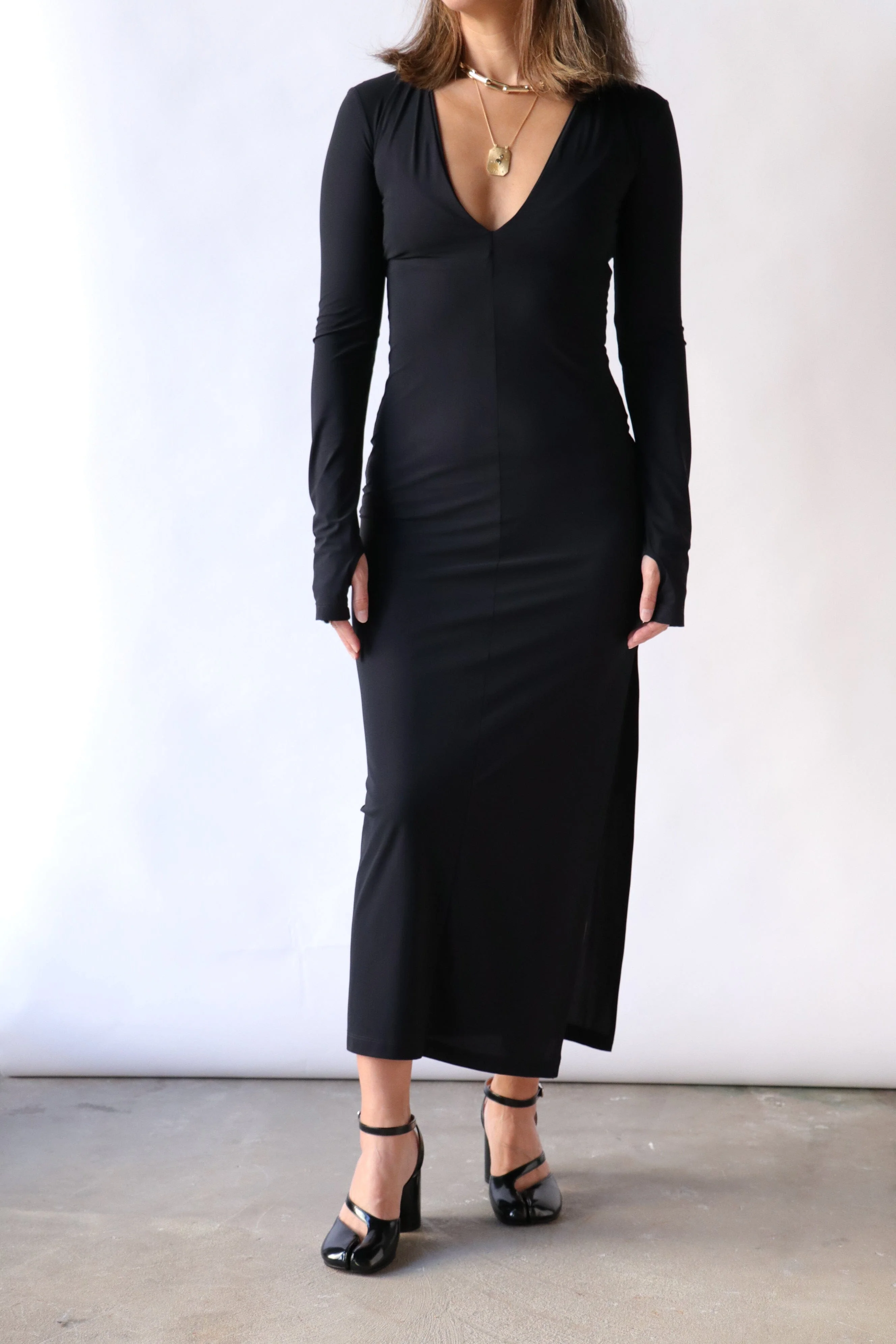 MM6 Maison Margiela Maxi Jersey Dress in Black - Image 3
