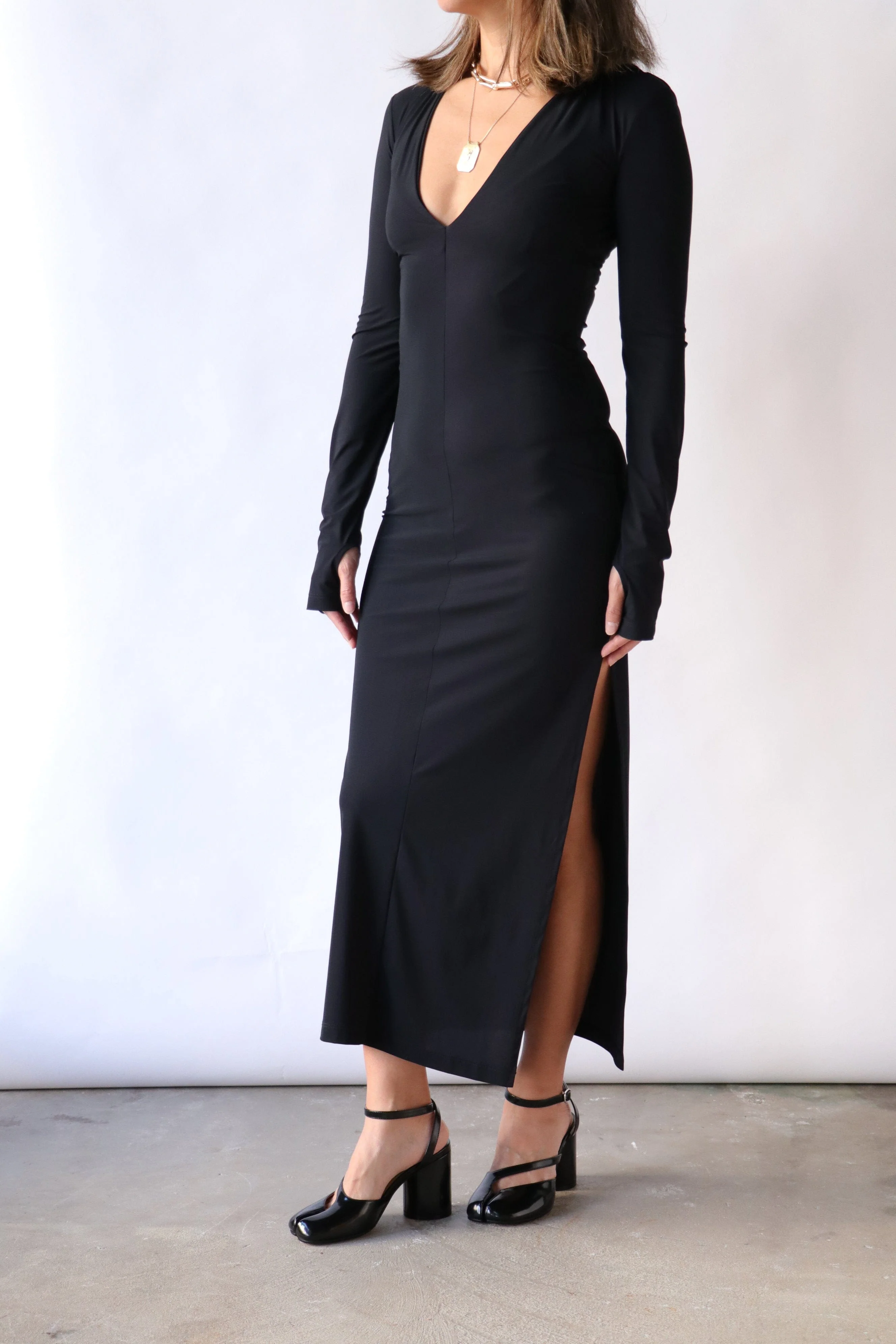 MM6 Maison Margiela Maxi Jersey Dress in Black - Image 4