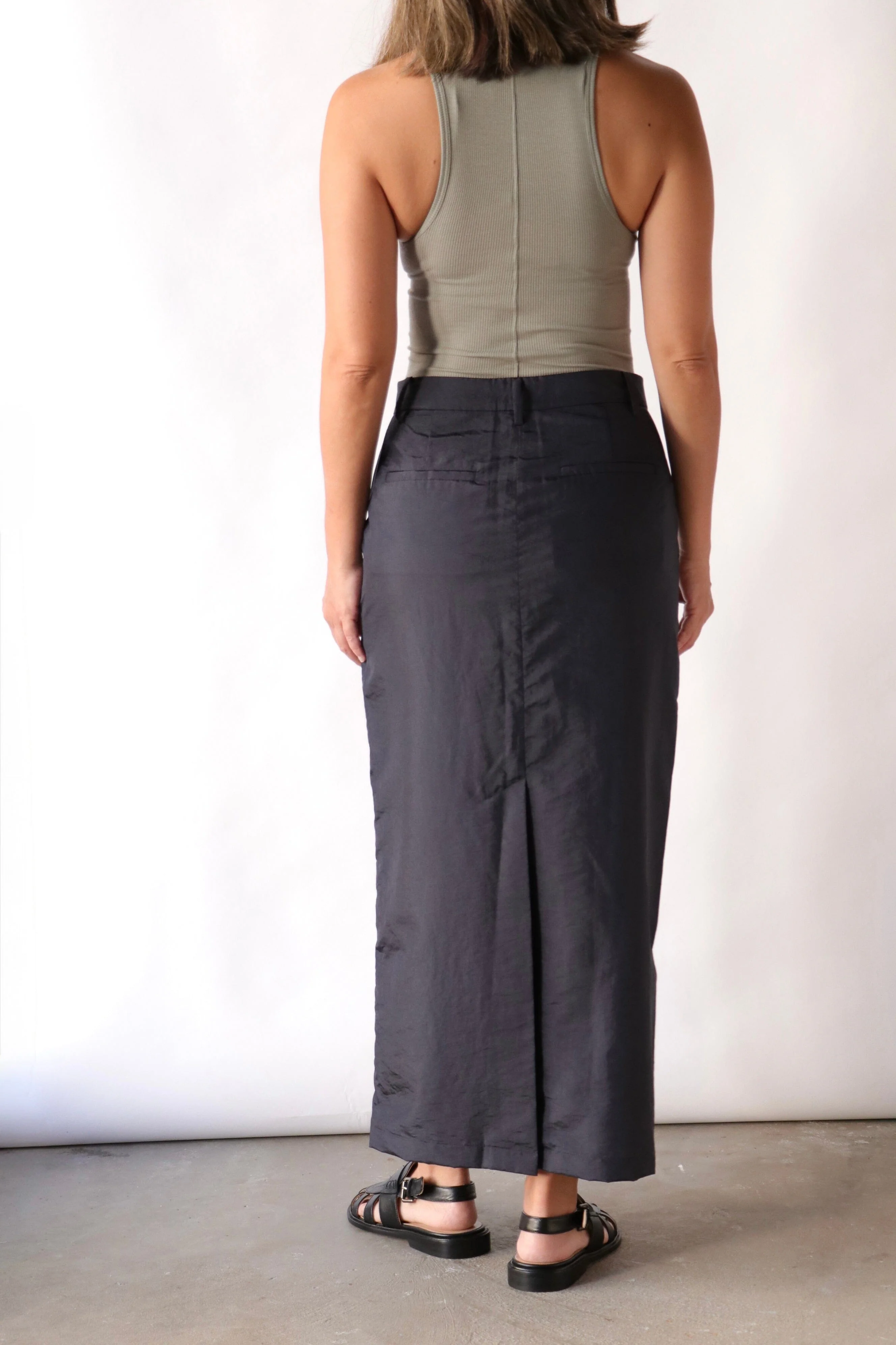 Tibi Circular Fine Rib T-Shirt Tank in Pumice Grey - Image 3