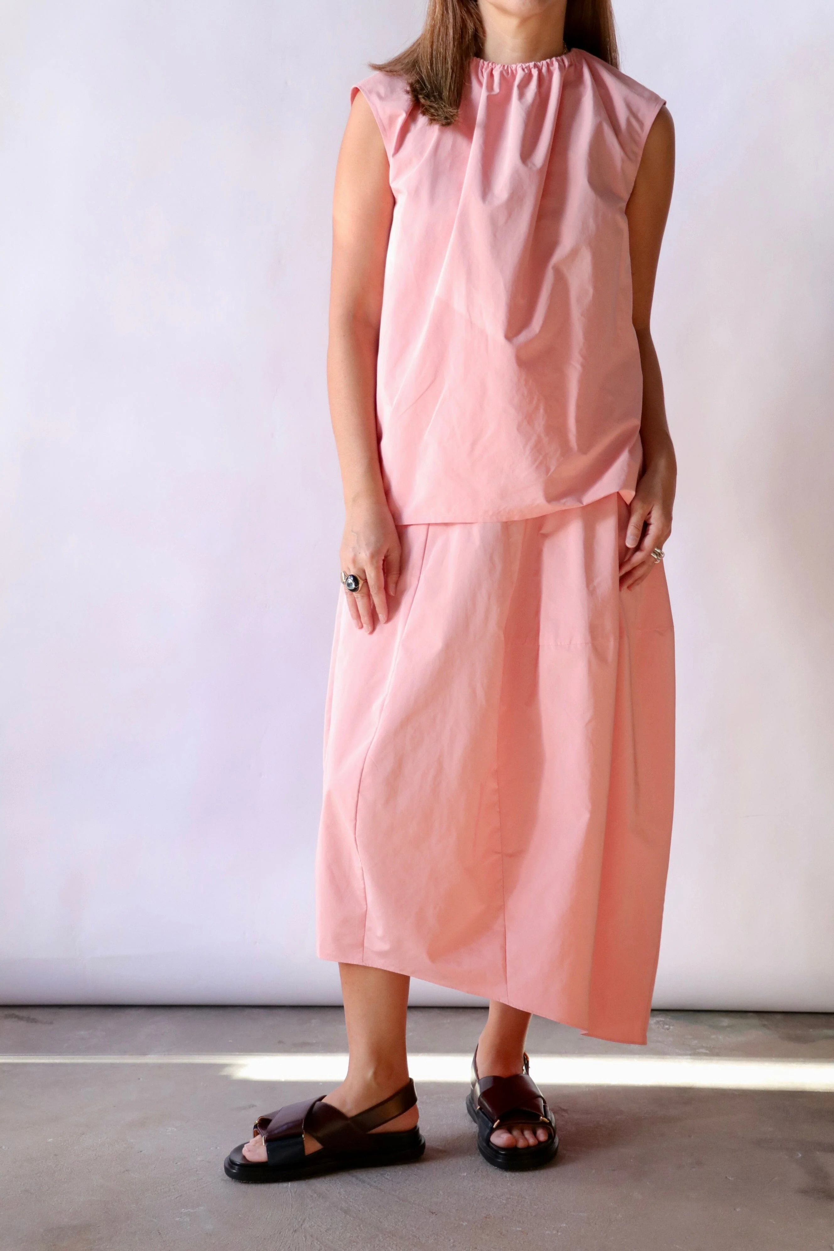 Tibi Nylon Shirred Neck Top in Pink - Image 5